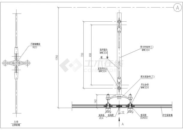 10套拉杆式点式幕墙节点建筑设计CAD图纸-图一