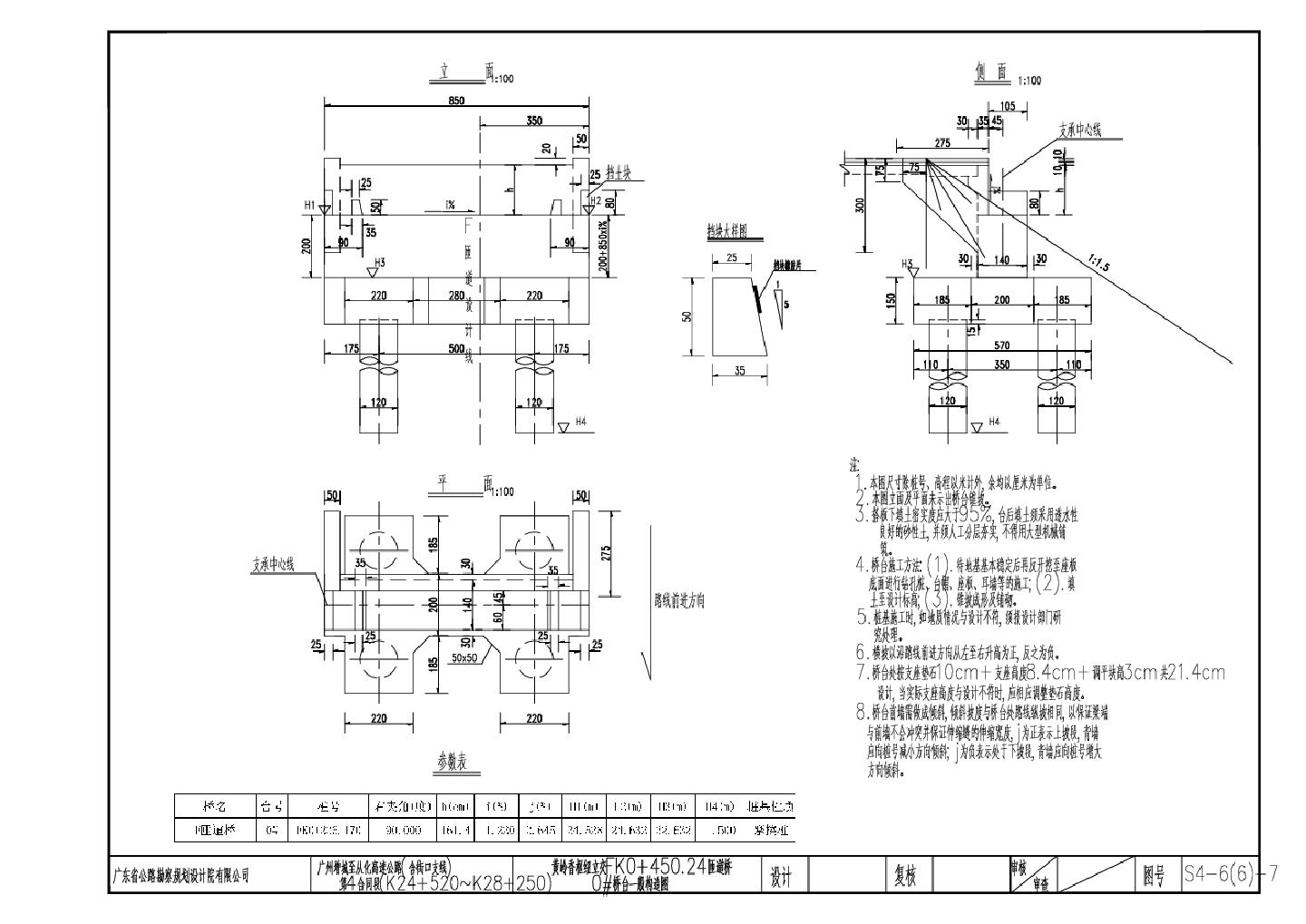 黄岭香FK0 450.24匝道桥桥台一般构造图