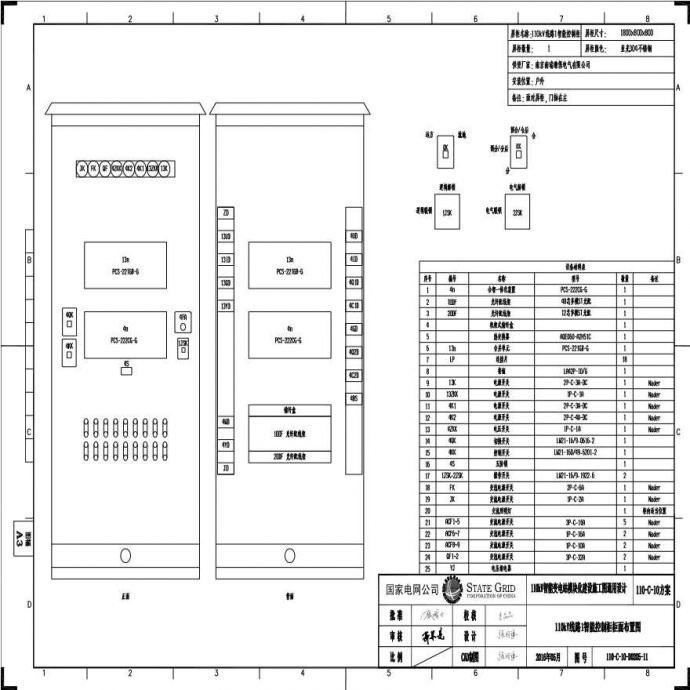 110-C-10-D0205-11 110kV线路1智能控制柜柜面布置图.pdf_图1