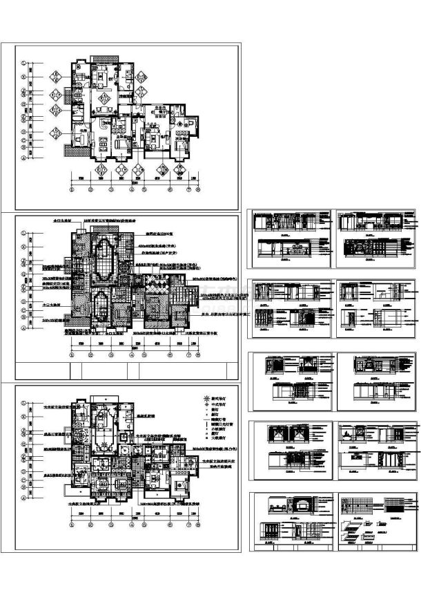 甘肃某村农民三层豪华住宅设计cad图纸，共8张-图一