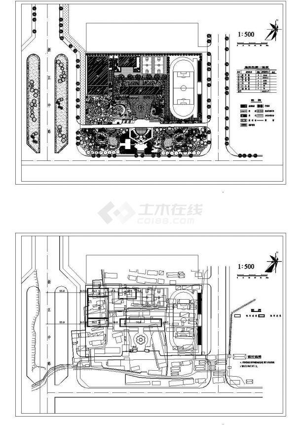 10070平方米北京大学校园规划设计建筑施工cad图，共二张-图一