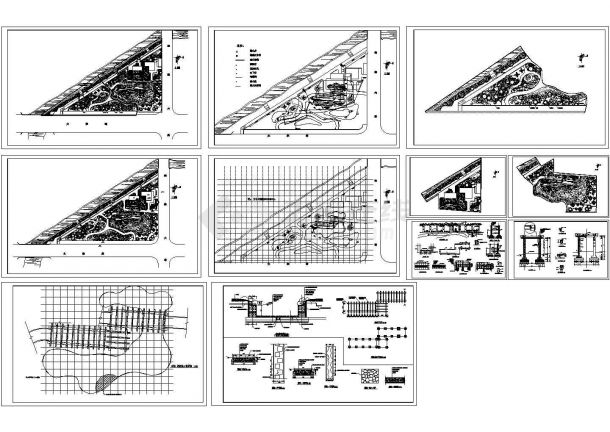 时光小公园绿化设计建筑施工cad图，共八张-图一