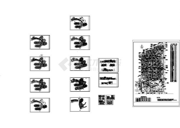 某大型生活小区设计cad施工总平面图（含用地面积统计表，含单体居民楼设计）-图一