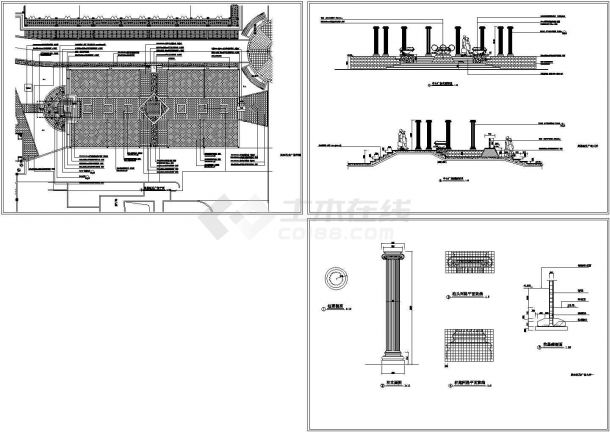 奥林匹克广场景观设计建筑施工cad图，共三张-图一