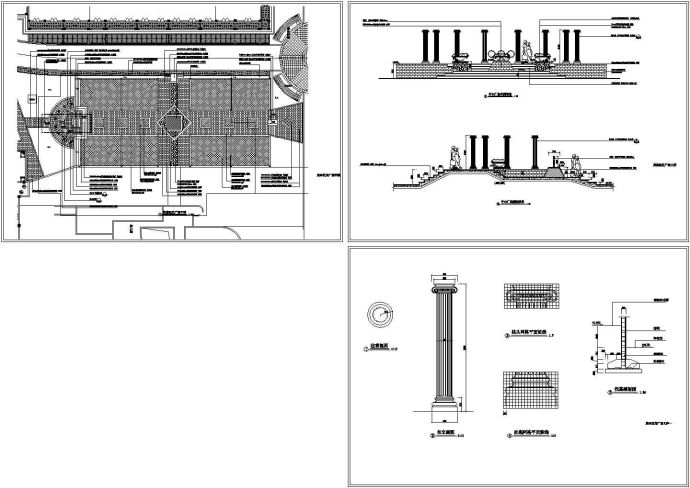 奥林匹克广场景观设计建筑施工cad图，共三张_图1