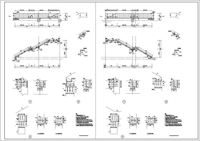 某室外钢楼梯结构设计cad全套施工图纸（标注详细）_图1