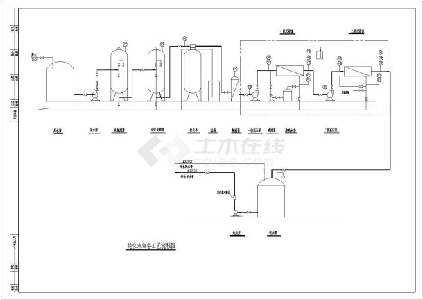 某大型药厂纯水制水流程CAD-图一