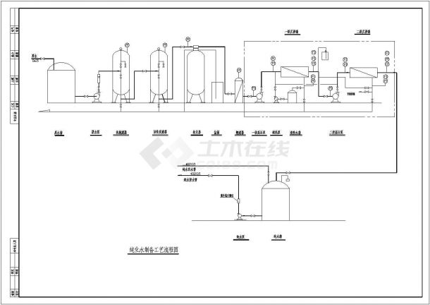 某大型药厂纯水制水流程CAD-图二