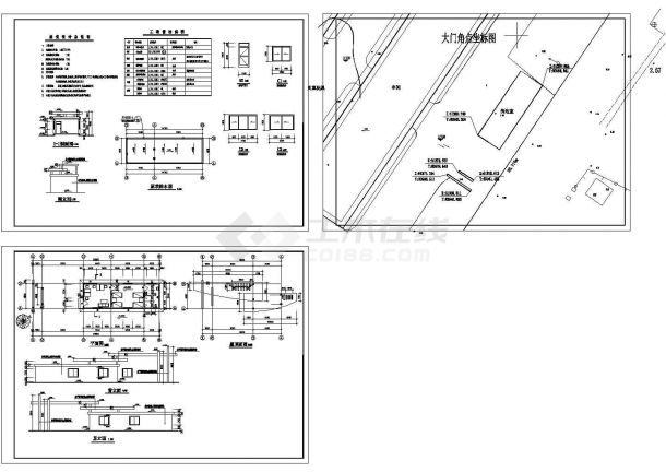 单层厂区大门+值班室建筑设计施工图纸-图一
