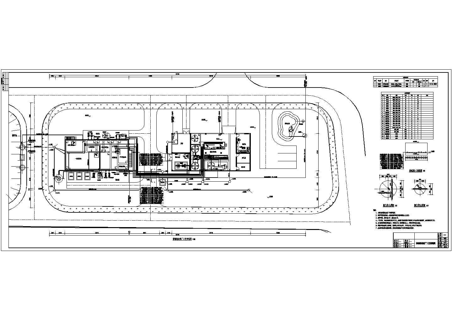 某80t垃圾渗滤液工艺单县厂区CAD环保设计节点平面图