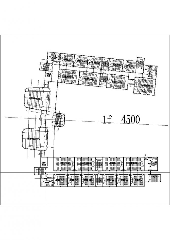 某大学西校区第二三组团建筑方案CAD设计公共教学楼二三屋顶_图1