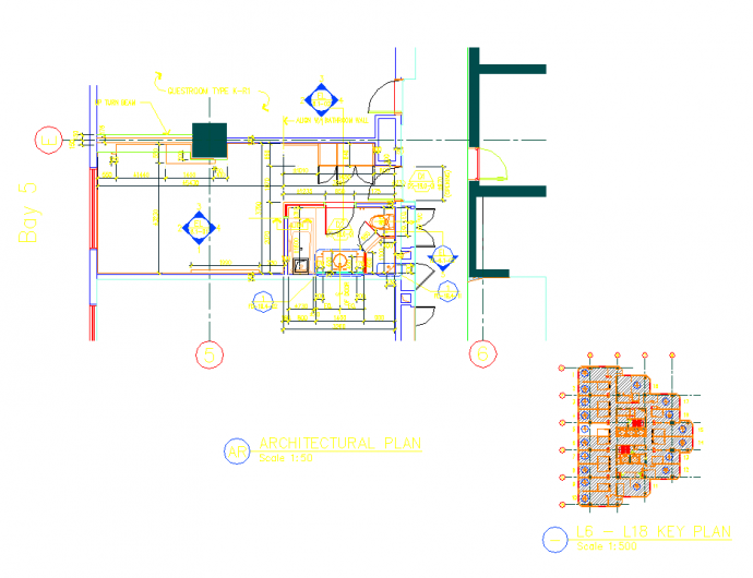 某万豪酒店客房设计图CAD设计完整构造平面图_图1