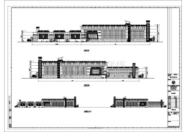 某大学校区总体规划校前区CAD详细完整设计立面-图二