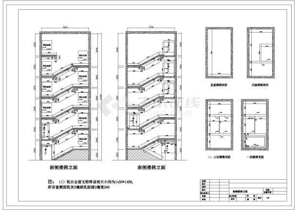 某山东泰安酒店室内CAD设计详细装修图楼梯-图一