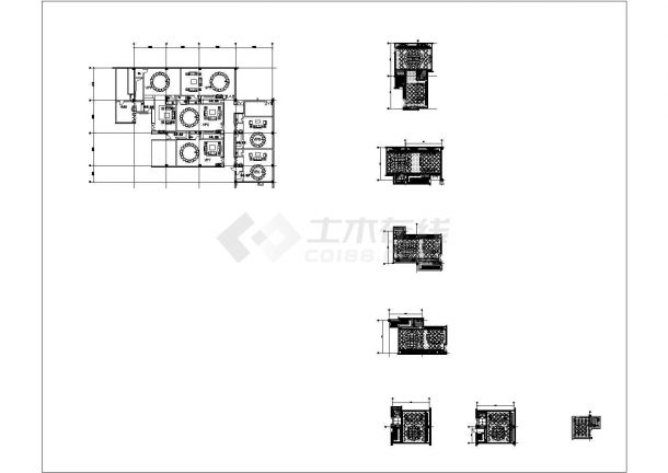 某西安综合性酒店改造施工二层VIP包间CAD平面-图一