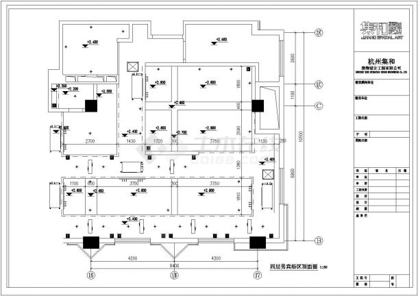 某SPA会所CAD构造设计施工图四层局部区域施工图-图一