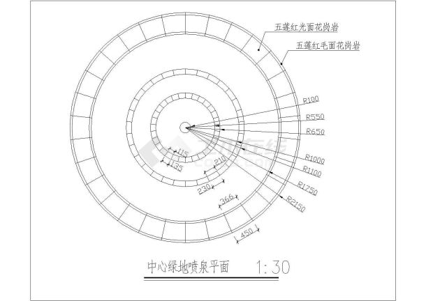 某公园中心绿地喷泉设计cad详细施工图-图一