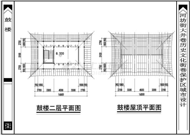 某二层框架结构鼓楼设计cad详细建筑方案图-图二
