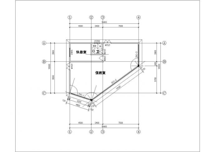 门卫建筑结构设计CAD基础套图_图1