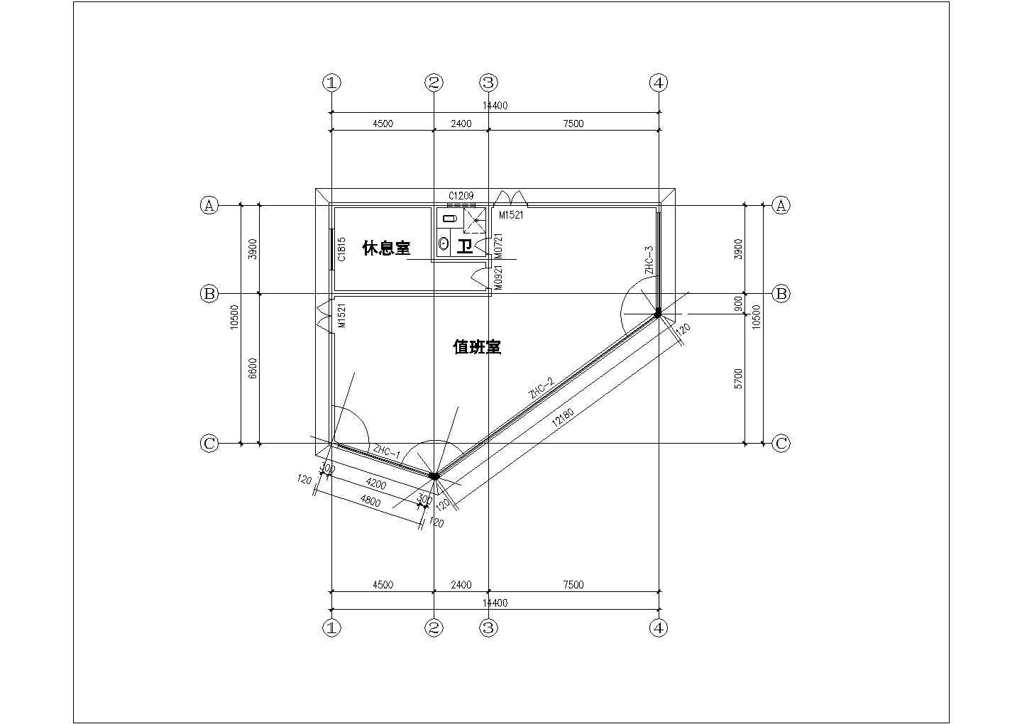 门卫建筑结构设计CAD基础套图