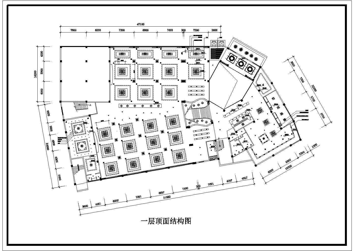 某多层框架结构酒店顶面装修设计cad结构图