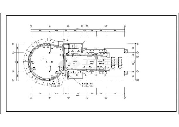 多层厂办公大楼及食堂水暖设计CAD图纸-图一