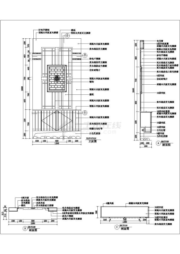 典型室内玄关装修设计cad施工图图库-图一