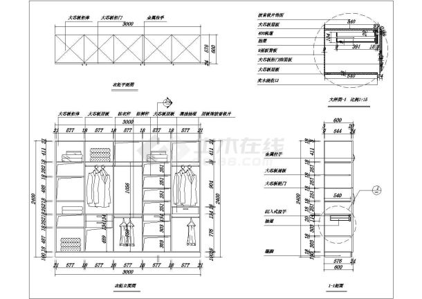 某主卧衣柜装饰设计cad施工详图-图一