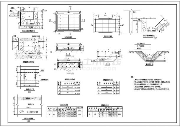 精选_轻型及重型盖板排水沟结构施工CAD图纸-图一