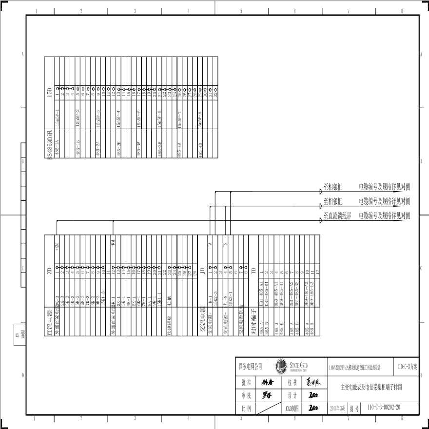 110-C-3-D0202-20 主变压器电能表及电量采集柜端子排图.pdf-图一