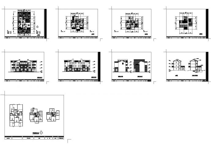 安徽某村一层农宅建筑设计方案cad图纸，共9张_图1