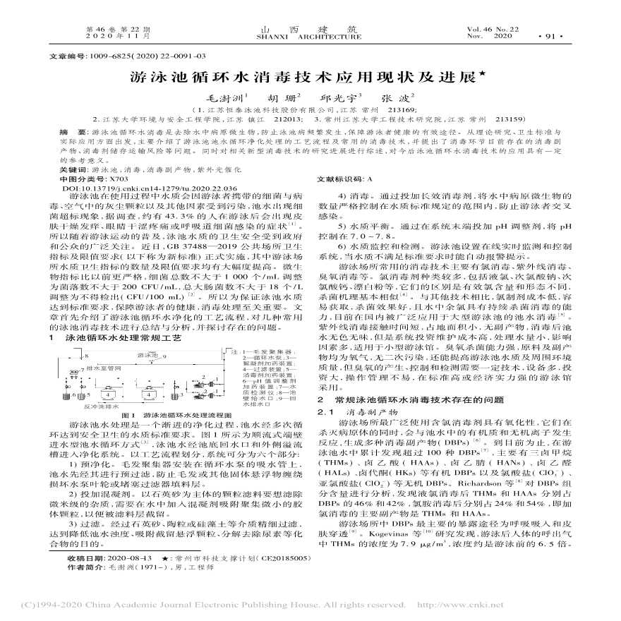 游泳池循环水消毒技术应用现状及进展_毛澍洲-图一