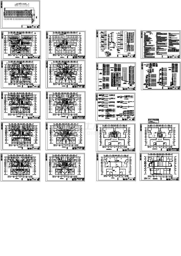 十七层高层住宅楼电气设计施工cad图纸，共二十张-图一