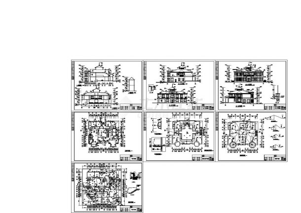 某欧式风格独立别墅（403㎡）设计cad全套建筑施工图纸（含设计说明，含12幢别墅设计）-图二