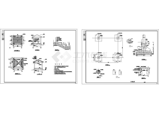 四角小木亭全套建筑设计图纸 （ 长3米 宽3米 说明）-图一