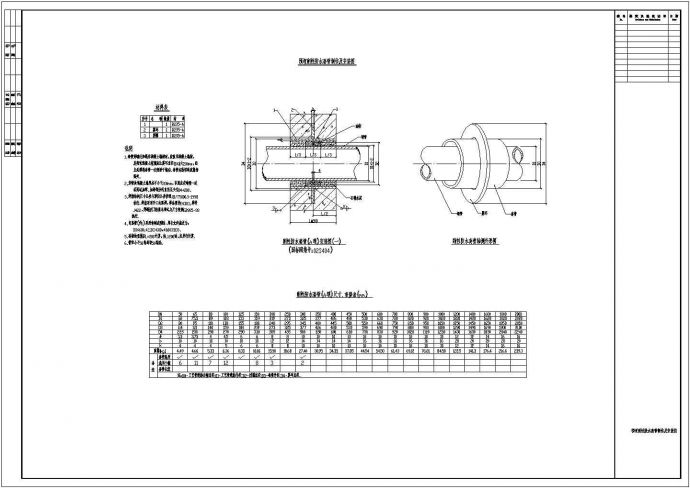刚性防水套管CAD设计详图（含说明）_图1