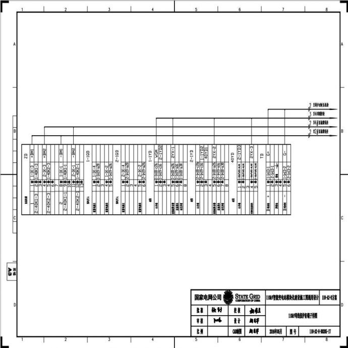 110-A2-8-D0205-17 110kV母线保护柜端子排图.pdf_图1