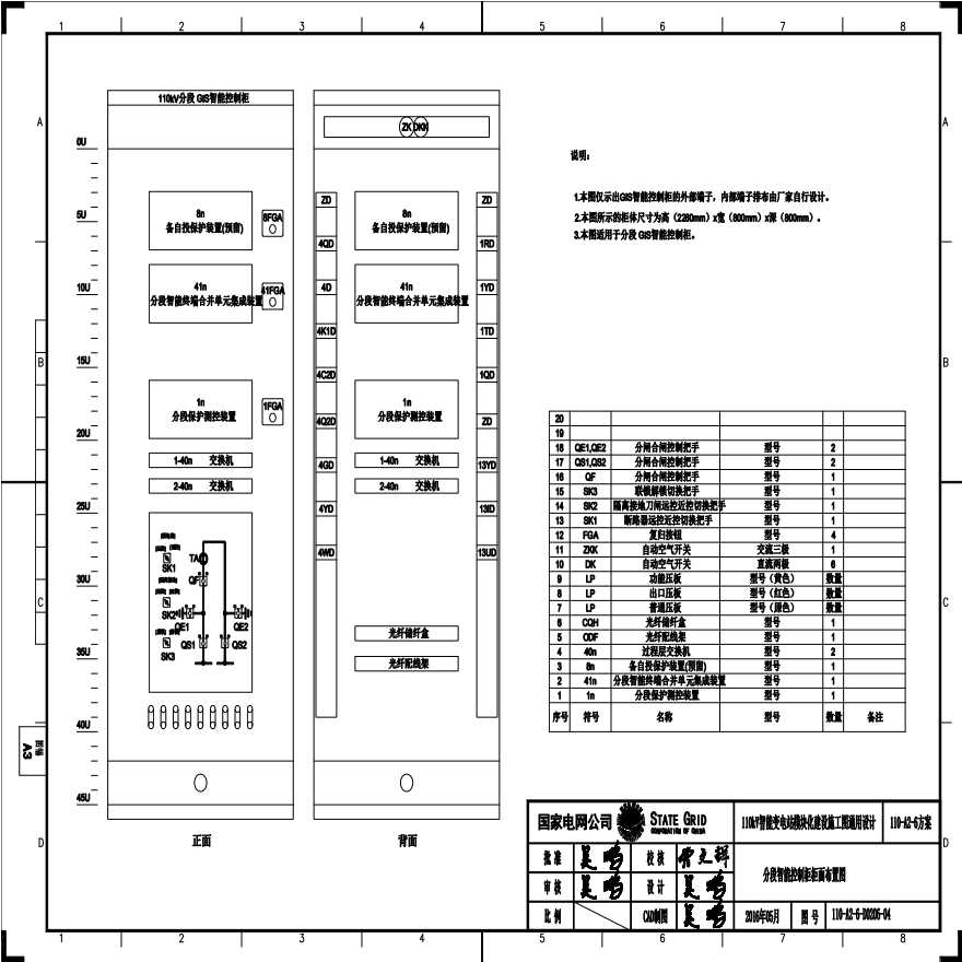 110-A2-6-D0206-04 分段智能控制柜柜面布置图.pdf-图一