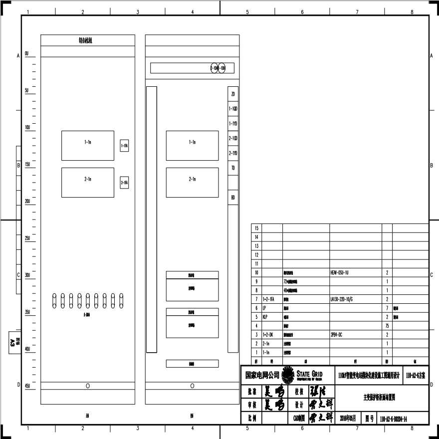 110-A2-6-D0204-14 主变压器保护柜柜面布置图.pdf-图一
