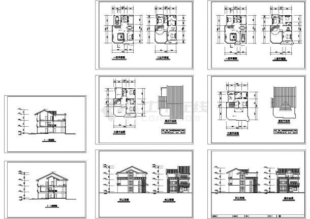 某地中海风格别墅建筑施工设计cad图纸（含两种户型设计）-图一