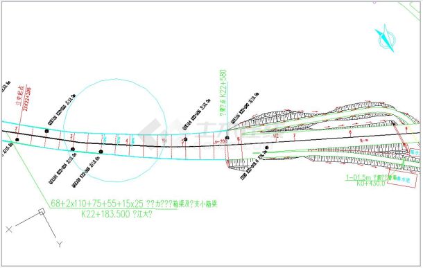 某地增江桥桥位平面图CAD图纸-图二
