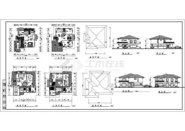 泗洪某区二层欧式别墅设计方案cad图纸，共10张-图一