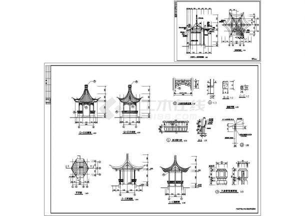木结构六角亭结构设计施工图-图二