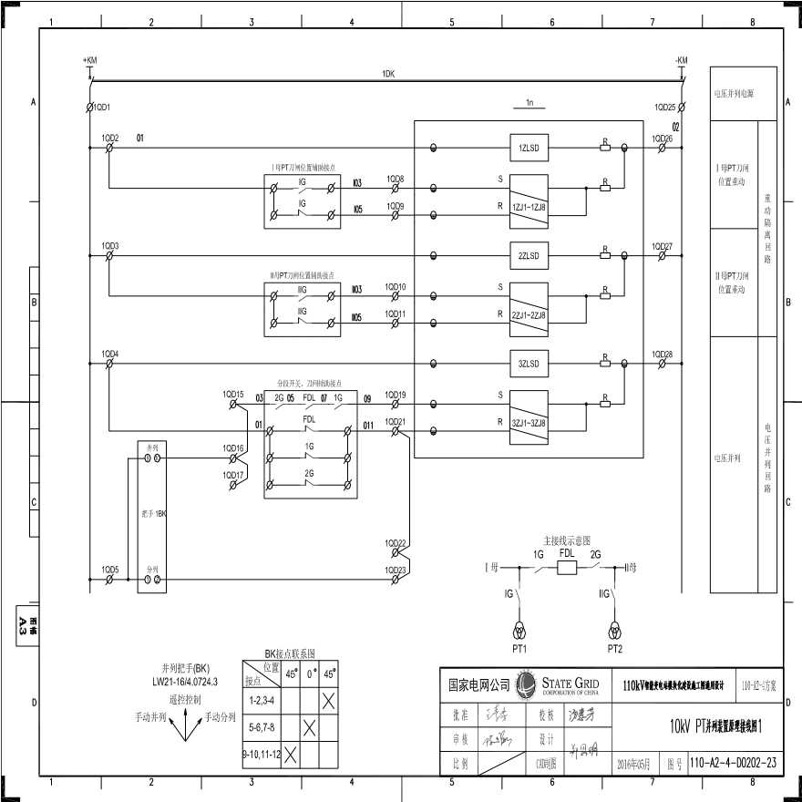 110-A2-4-D0202-23 10kV PT并列装置原理接线图1.pdf-图一