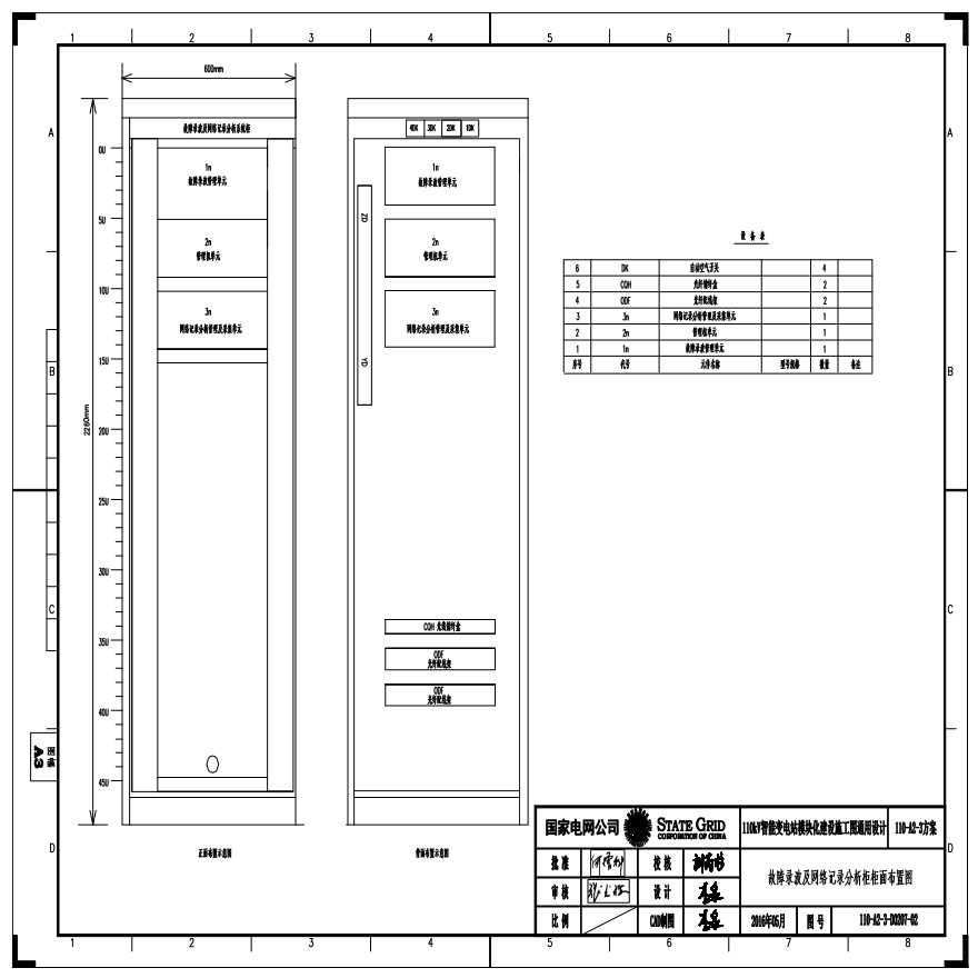 110-A2-3-D0207-02 故障录波及网络记录分析柜柜面布置图.pdf-图一