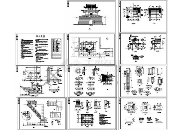 单层长城关楼建筑结构设计施工图（ 长24.5米 宽21.78米）-图一