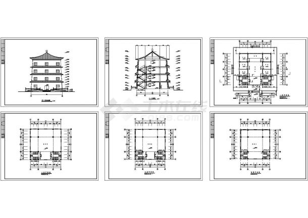 1393.8平米四层古建筑佛塔建筑设计图（ 长19米 宽19米）-图一