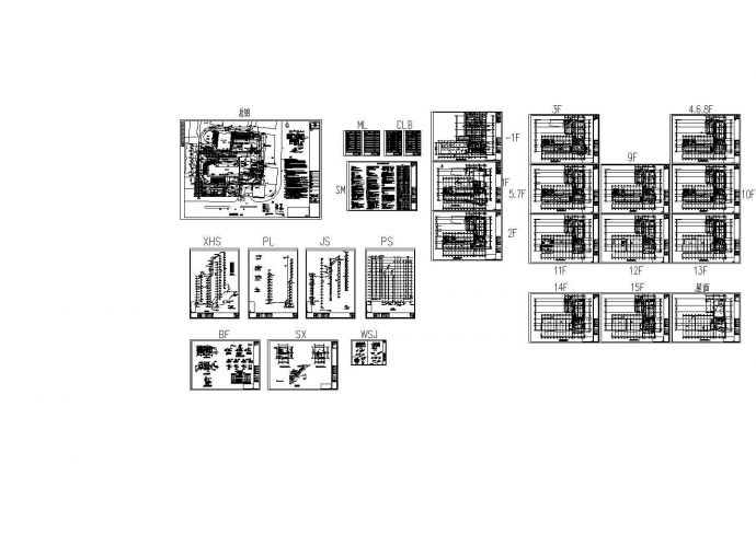 某高层办公楼给排水设计cad全套施工图（喷淋系统）（含设计说明）_图1