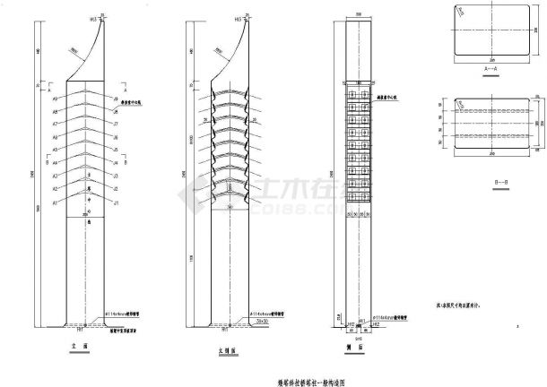 矮塔柱一般构造CAD详图-图一