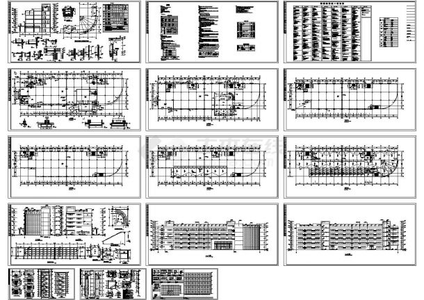 五层框架结构电子厂全套建筑施工cad图，共十五张-图一